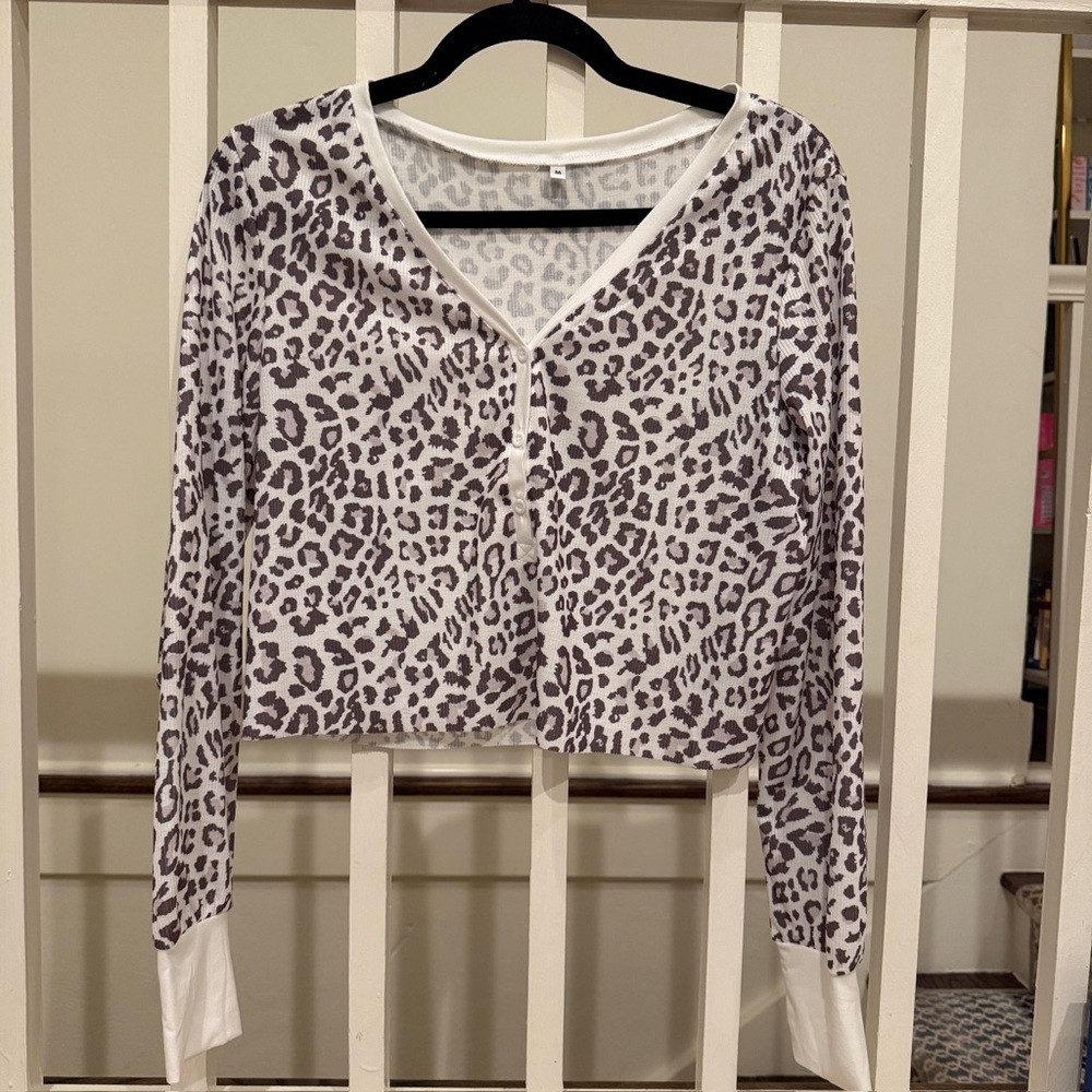 Leopard Print V-Neck Women's Top